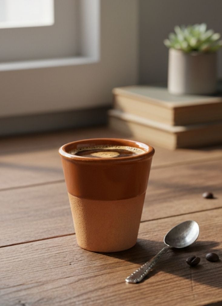 Premium 4 Pcs Two-Tone Clay Coffee Cups Set – Heat-Resistant Ceramic Tea Glasses - Image 2